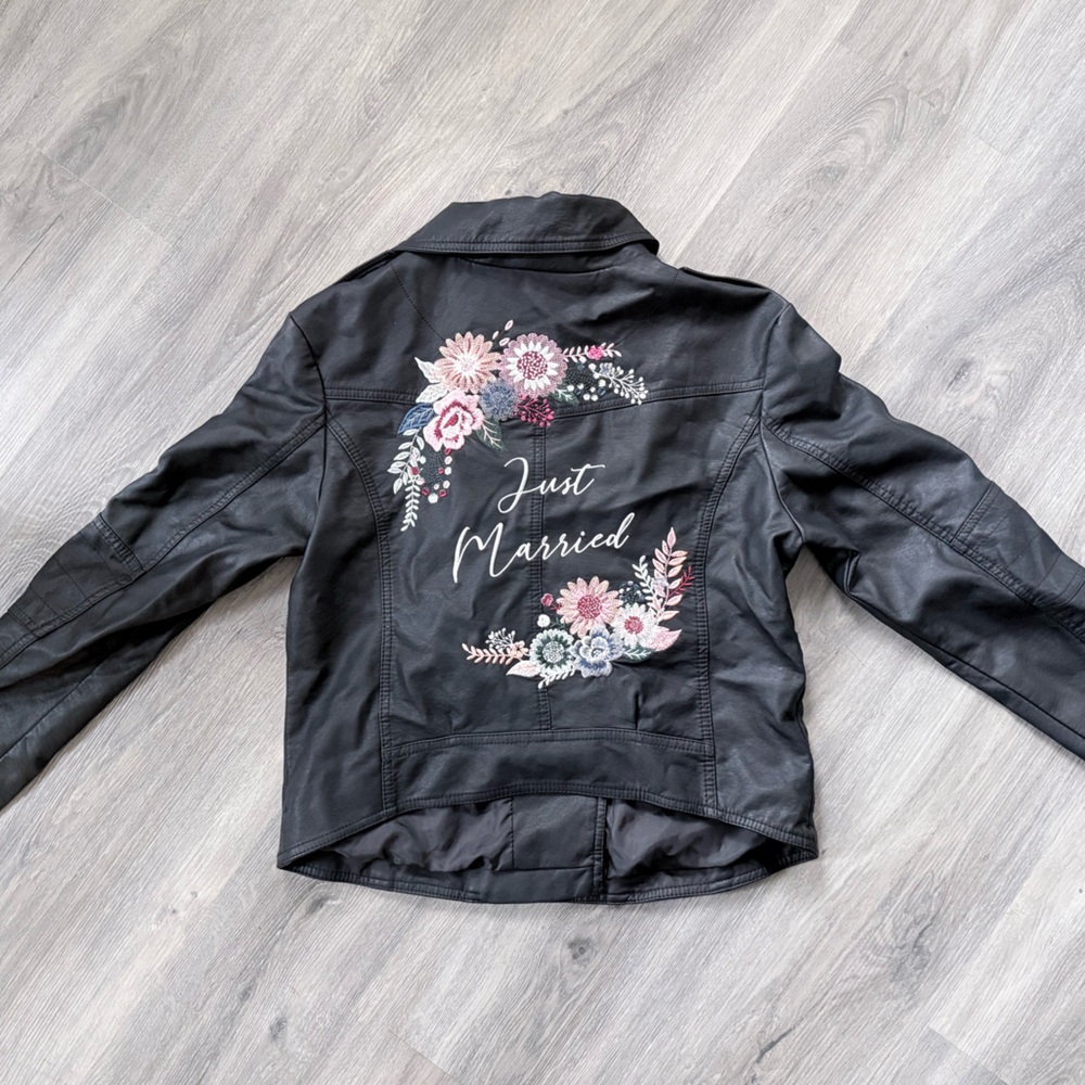 David's Bridal Black 'Just Married' Jacket